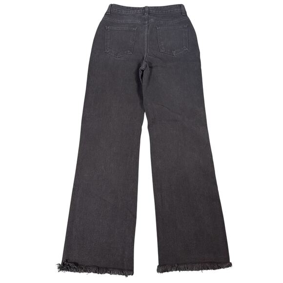 Pretty Little Things Washed Black Frayed Hem Wide Leg Jeans Size 4 - Picture 3 of 7